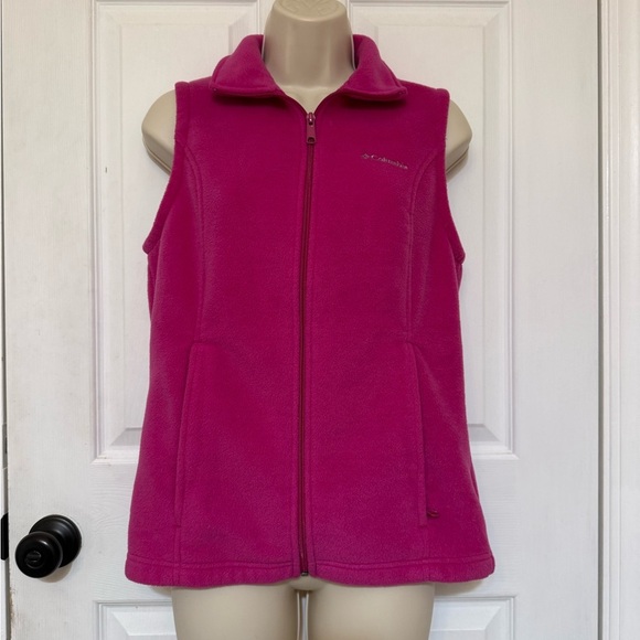 Columbia Pink Full Zip Fleece Vest Lightweight Size S - Picture 3 of 4